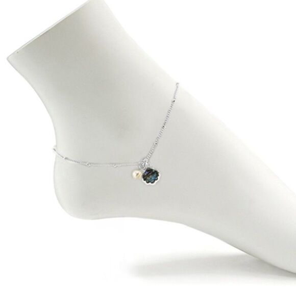 Abalone Metal Shell Detail Anklet - Picture 4 of 6